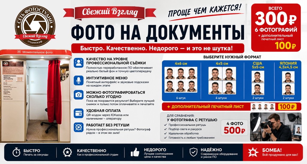Моментальное фото на документы Коломна 300 рублей — фотокабина Шилова 2